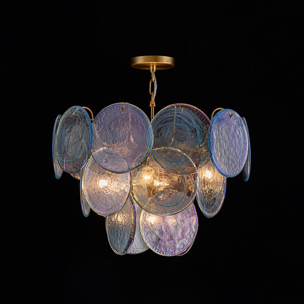 Lámpara de Araña Vintage de 5 Luces con Vidrio Nublado en Espiral