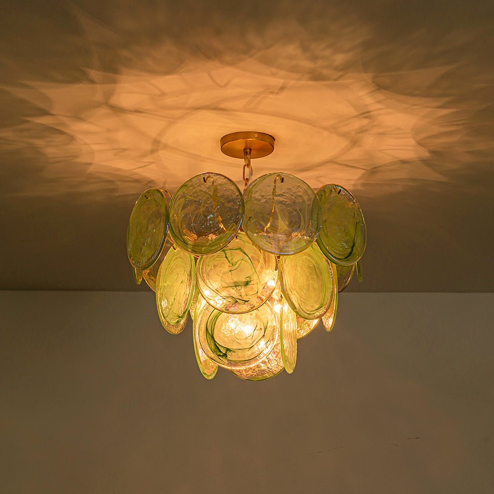Lámpara de Araña Vintage de 5 Luces con Vidrio Nublado en Espiral