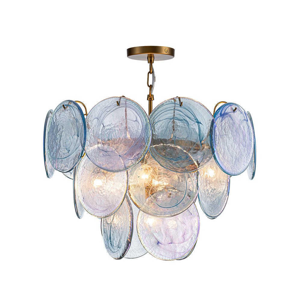 Lámpara de Araña Vintage de 5 Luces con Vidrio Nublado en Espiral