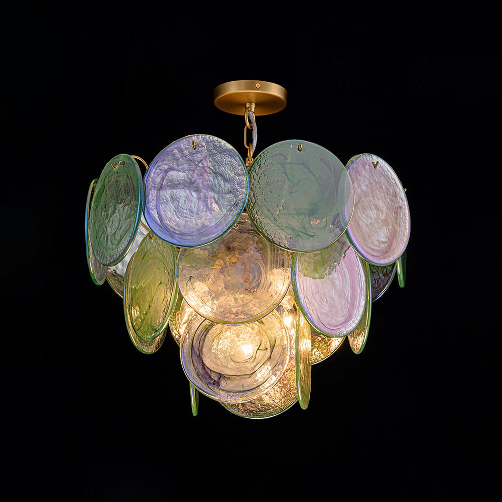 Lámpara de Araña Vintage de 5 Luces con Vidrio Nublado en Espiral