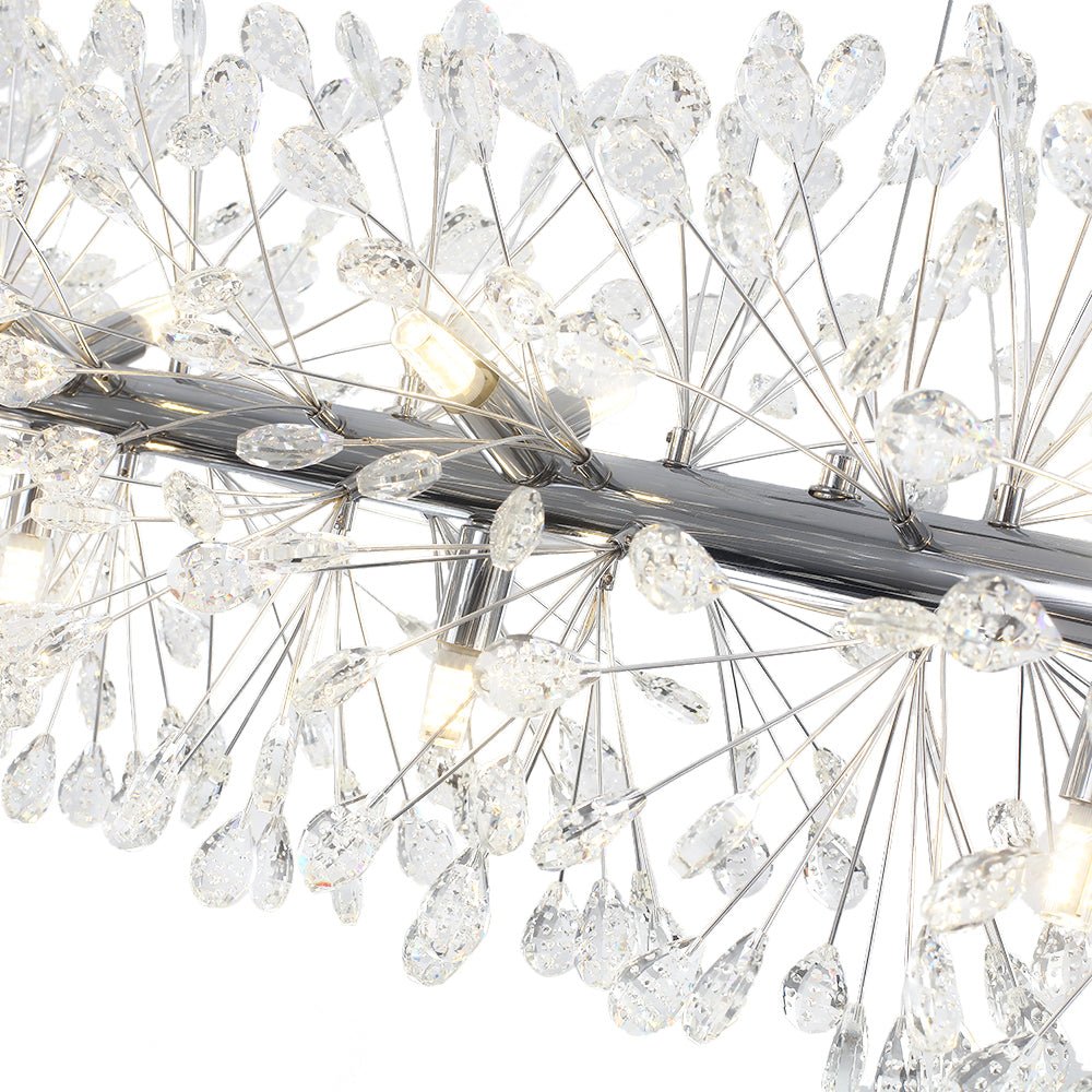 Candelabro Lineal de Cristal Diente de León Floral de 12 Luces Blossom