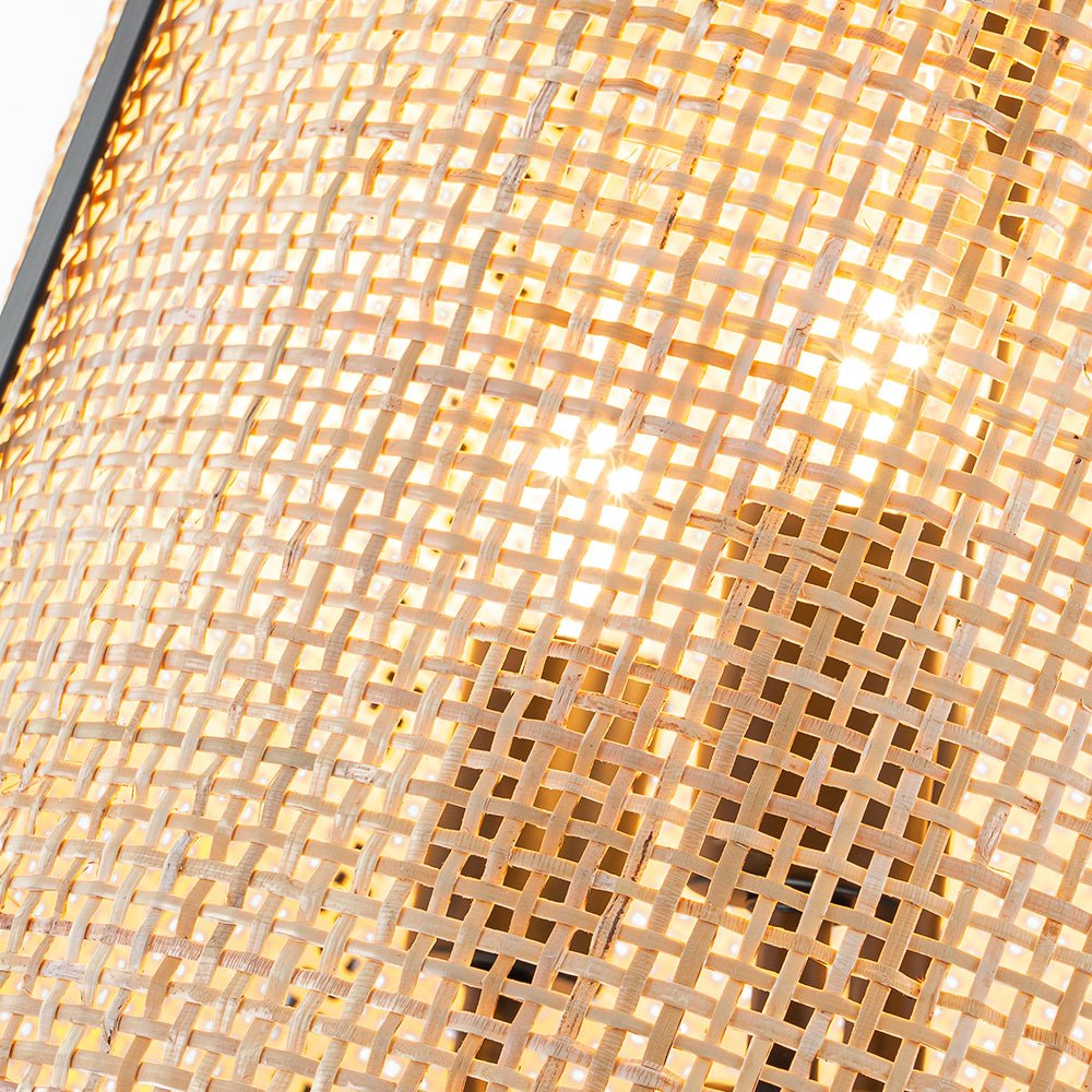 Lámpara Colgante Cónica Hueca de Ratan Tejido a Mano de 3 Luces Boho
