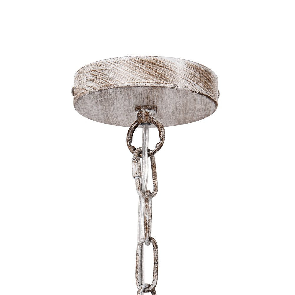 Lámpara de Araña Geométrica Boho de 4 Luces con Perlas de Madera