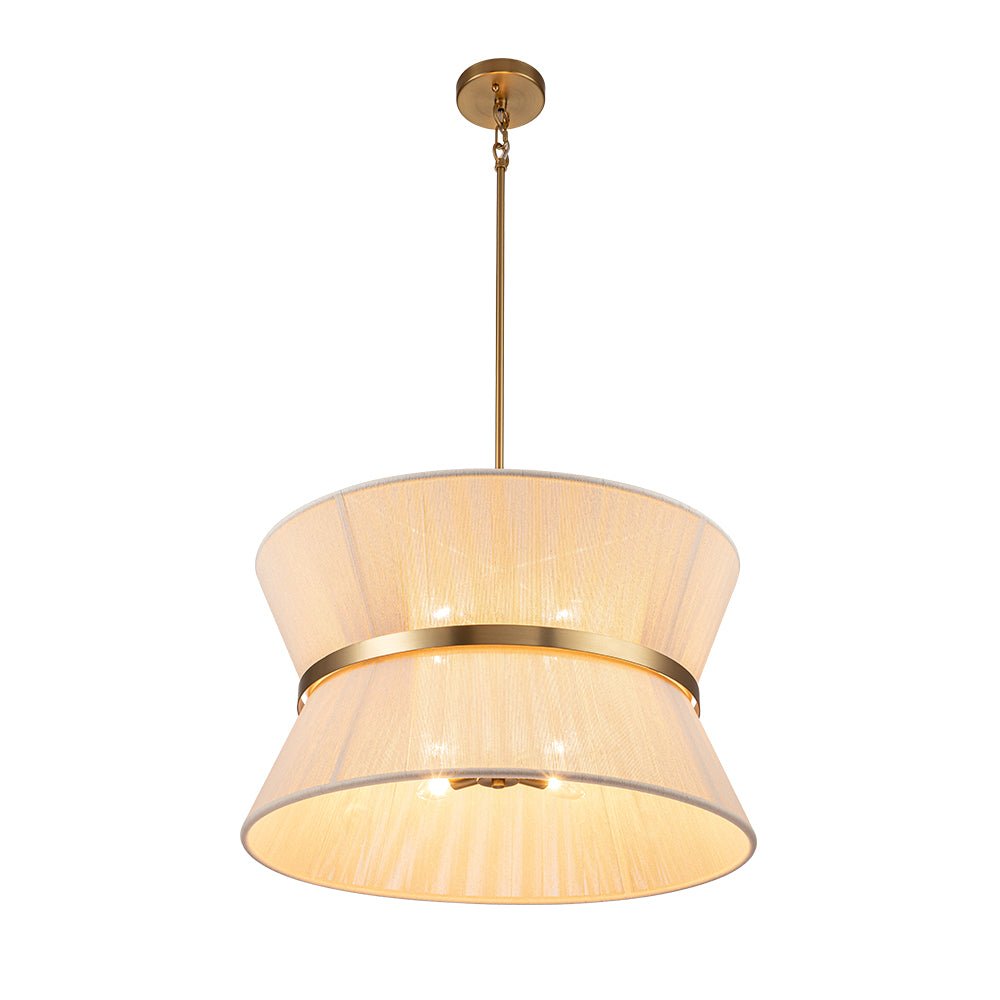 Luz colgante de tambor de cuerda marfil bohemio