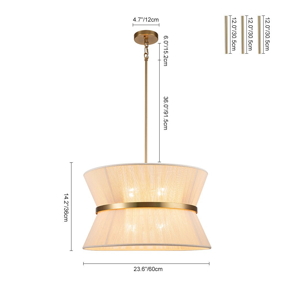 Luz colgante de tambor de cuerda marfil bohemio