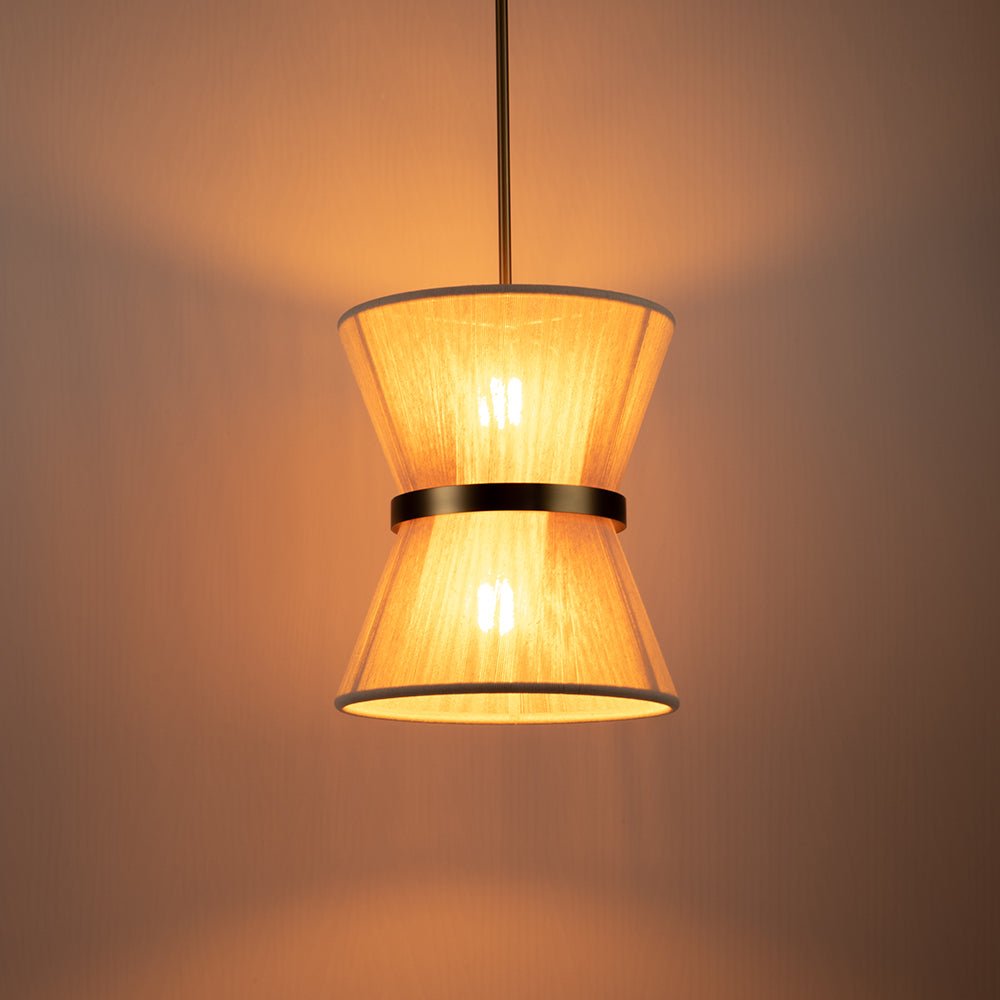 Luz colgante de tambor de cuerda marfil bohemio