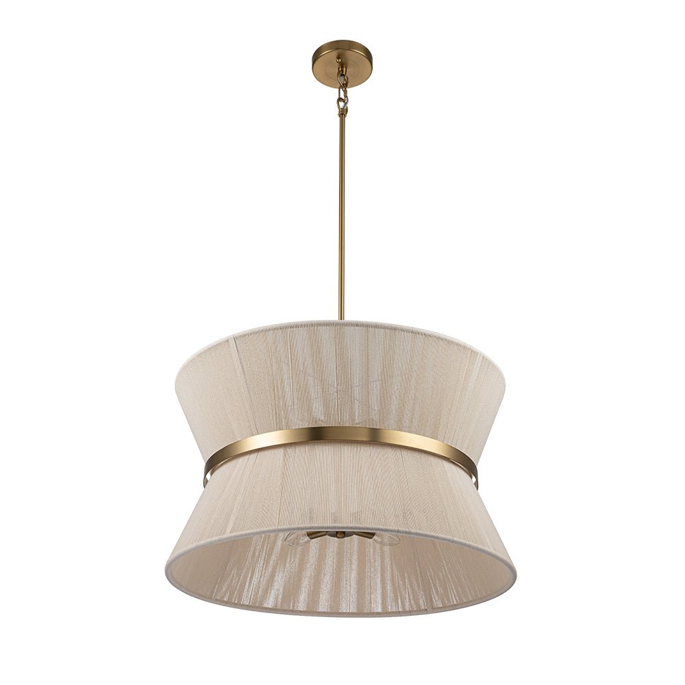 Luz colgante de tambor de cuerda marfil bohemio