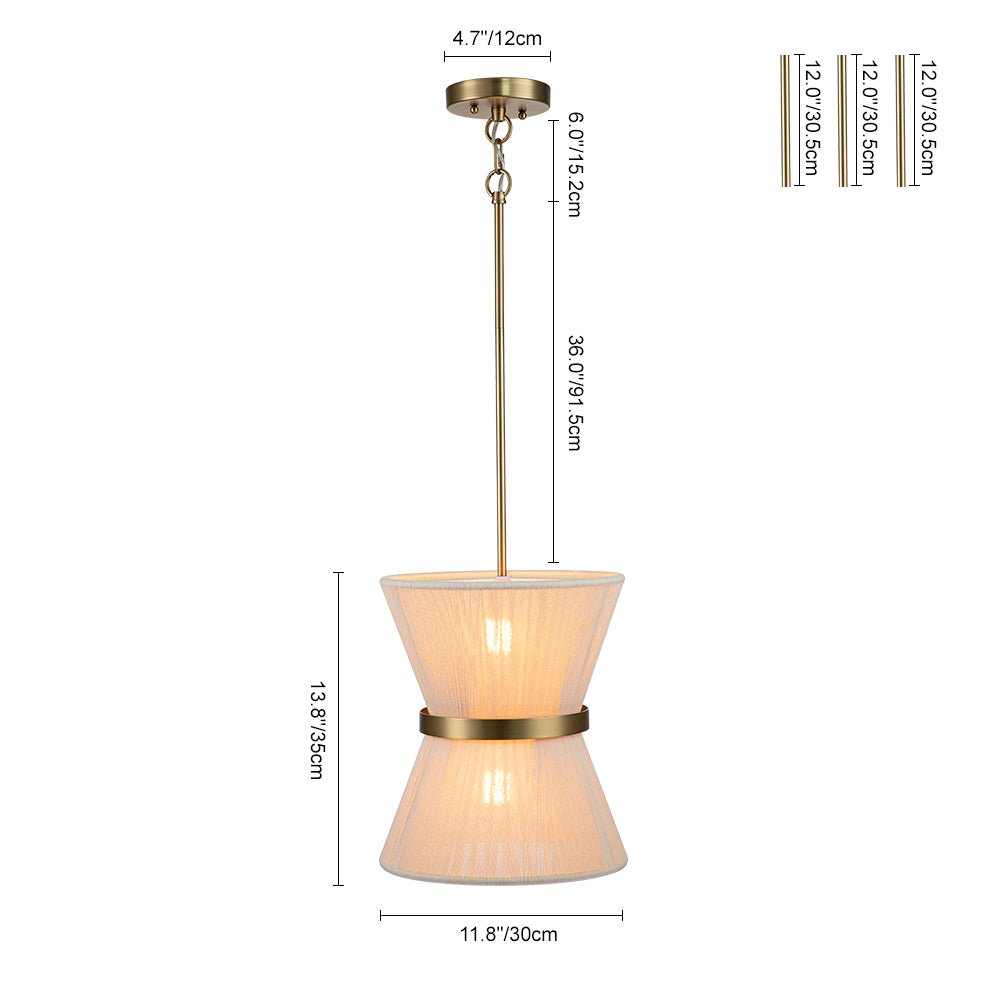 Luz colgante de tambor de cuerda marfil bohemio