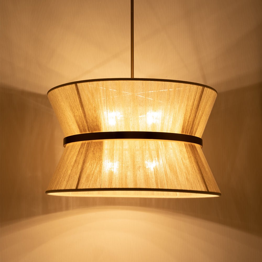 Luz colgante de tambor de cuerda marfil bohemio