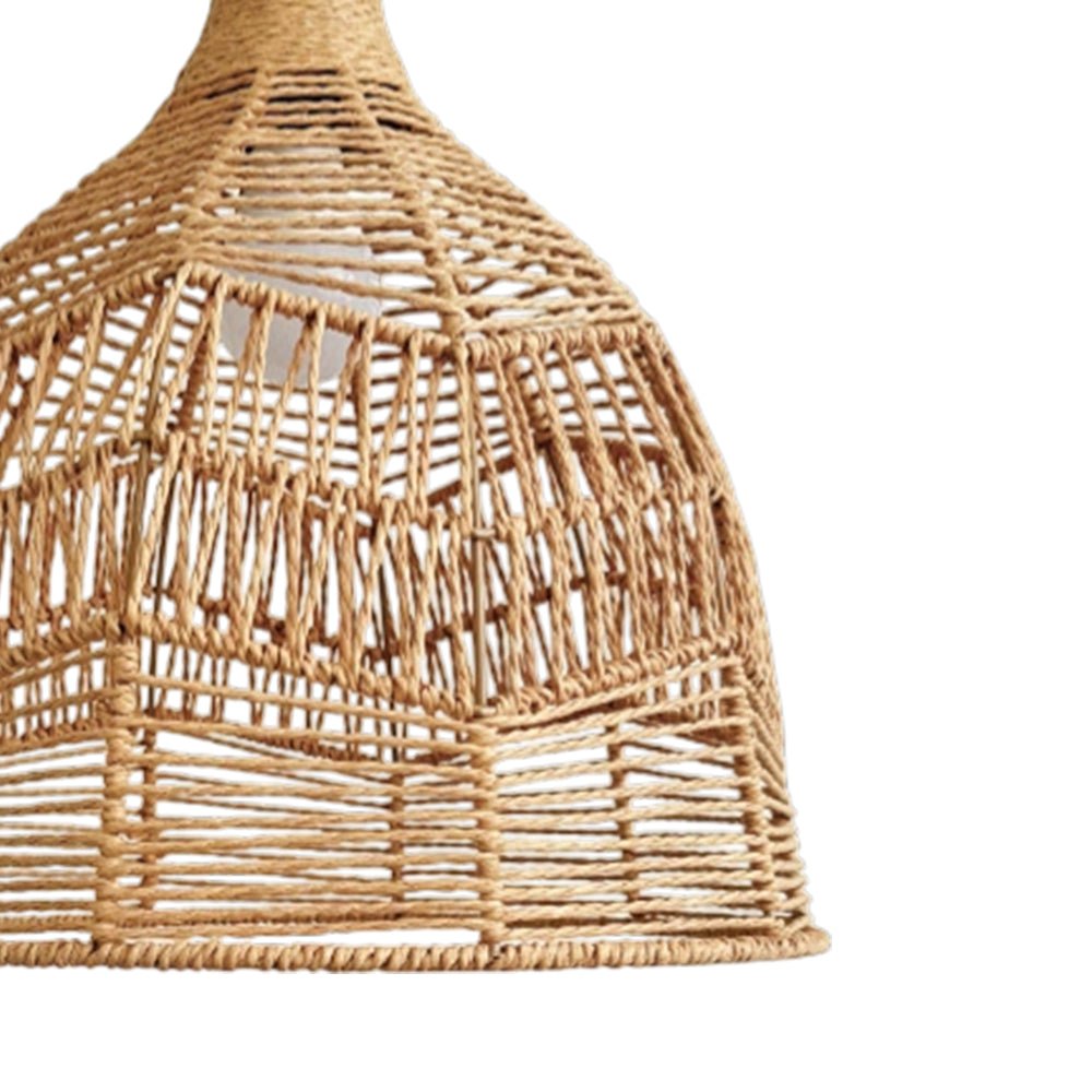 Lámpara de Araña de Rattan Tejida a Mano en Capas Boho Natural de 1 Luz
