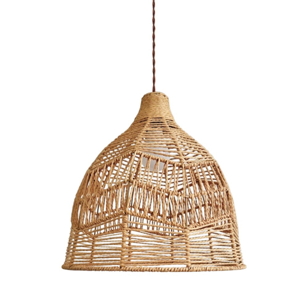 Lámpara de Araña de Rattan Tejida a Mano en Capas Boho Natural de 1 Luz