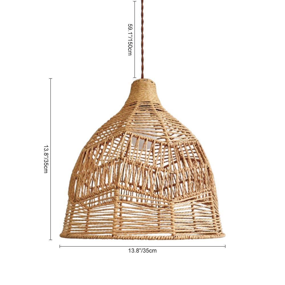 Lámpara de Araña de Rattan Tejida a Mano en Capas Boho Natural de 1 Luz