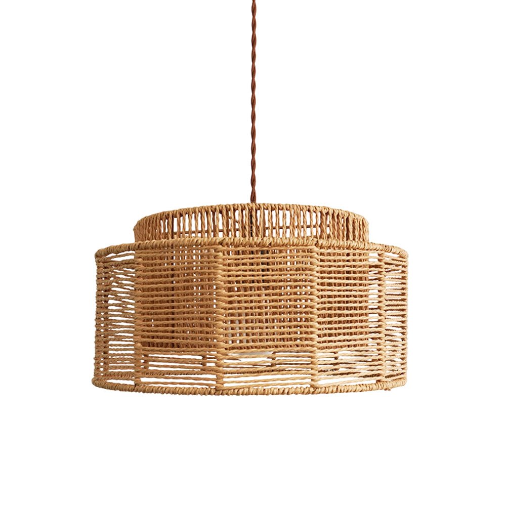 Lámpara de Araña de Rattan Tejida a Mano en Capas Boho Natural de 1 Luz