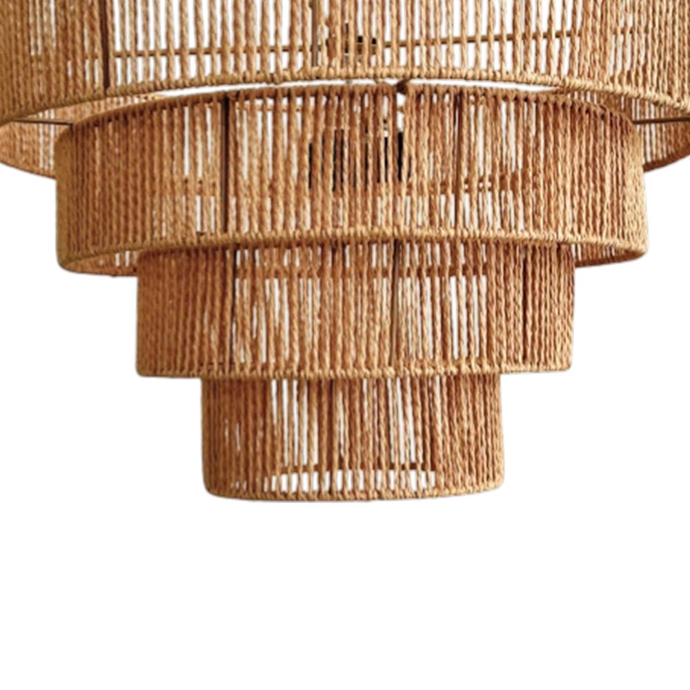 Lámpara de Araña de Rattan Tejida a Mano en Capas Boho Natural de 1 Luz