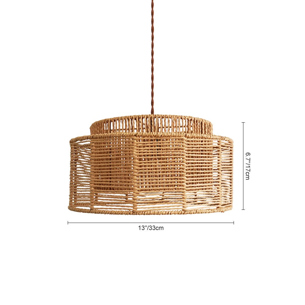 Lámpara de Araña de Rattan Tejida a Mano en Capas Boho Natural de 1 Luz