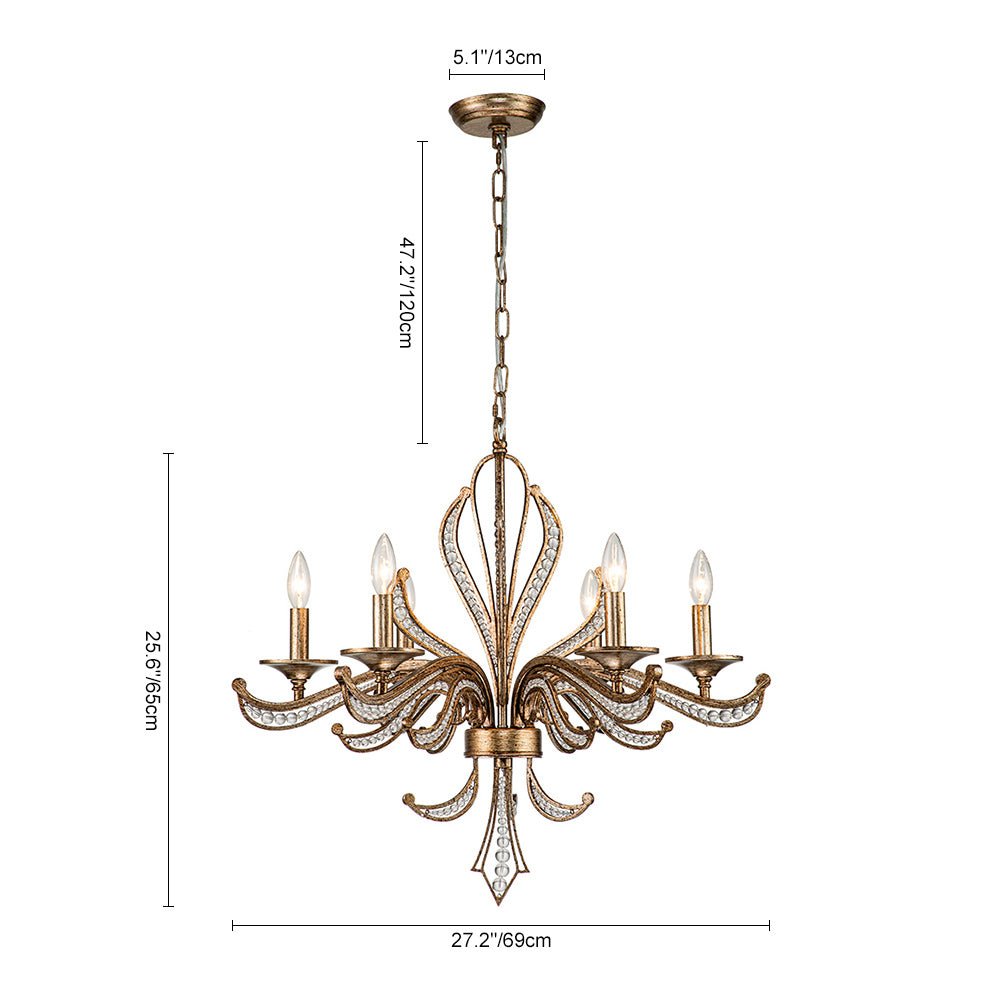 Candelabro de Cristal Retro Francés Clásico de 6 Luces