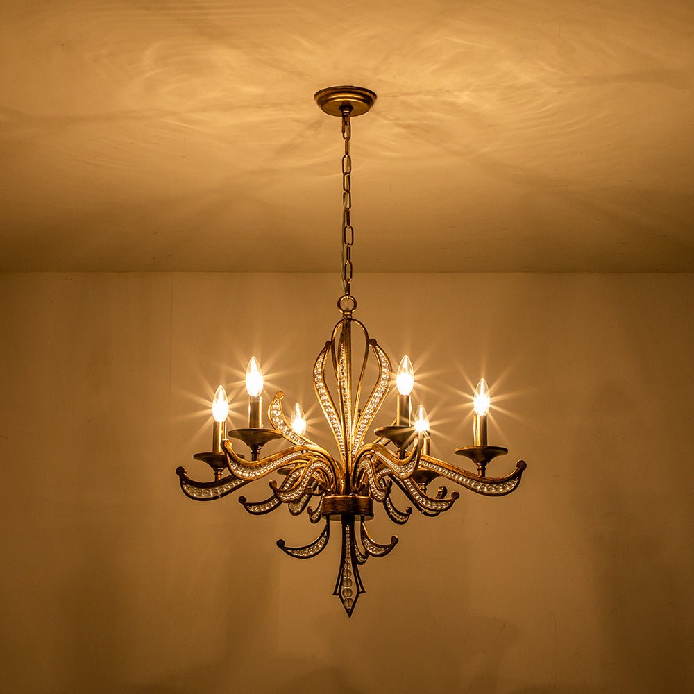 Candelabro de Cristal Retro Francés Clásico de 6 Luces