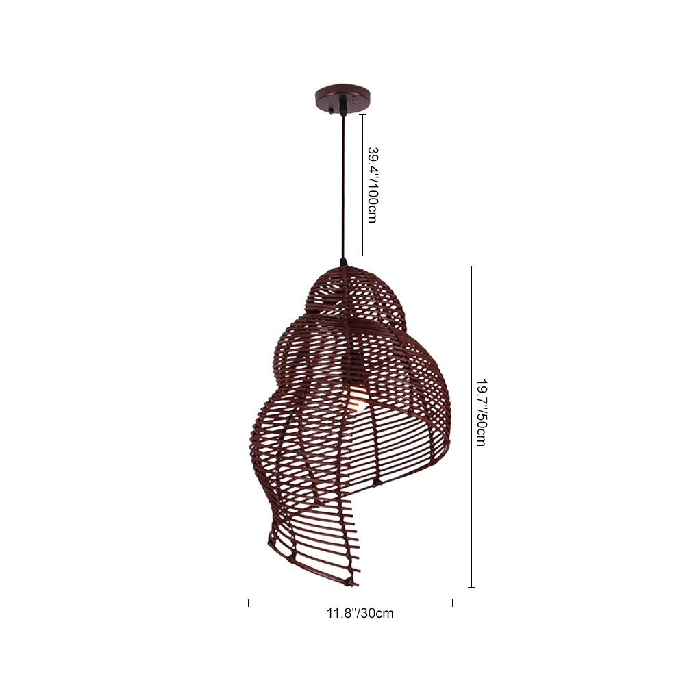 Luz Colgante de Rattan Tejido a Mano en Forma de Caracol con 1 Luz