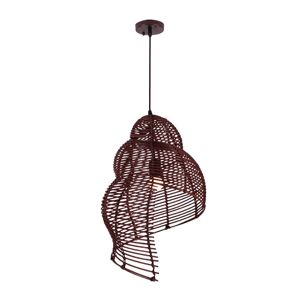 Luz Colgante de Rattan Tejido a Mano en Forma de Caracol con 1 Luz