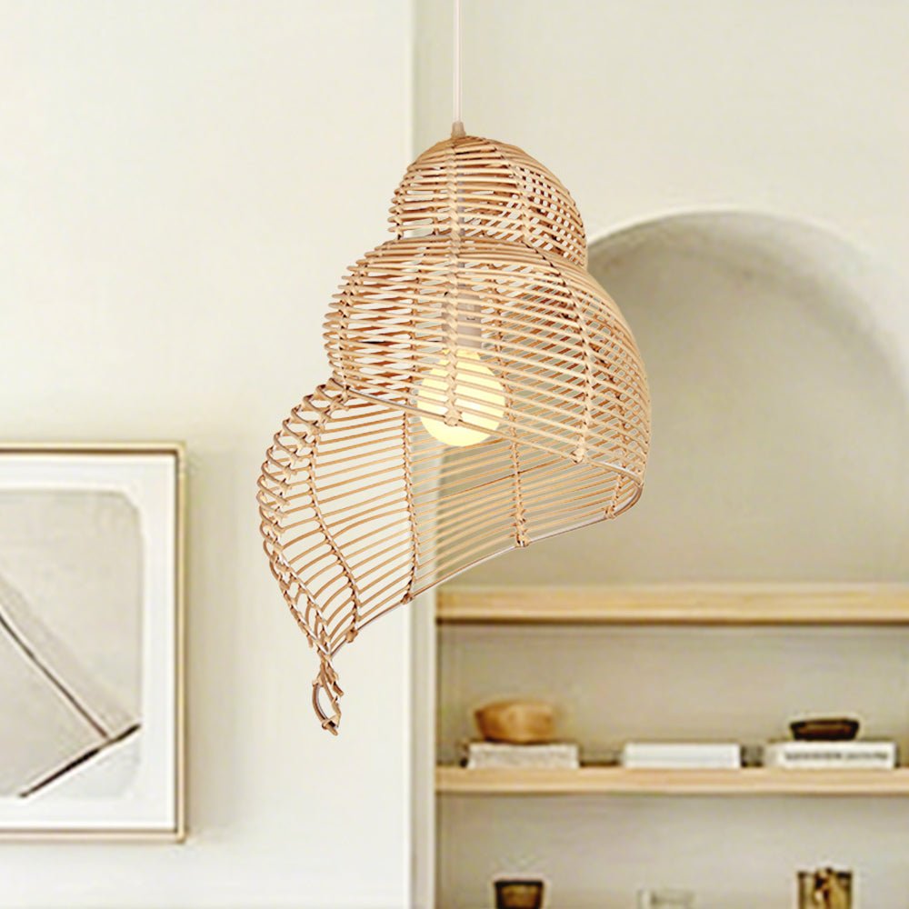 Luz Colgante de Rattan Tejido a Mano en Forma de Caracol con 1 Luz