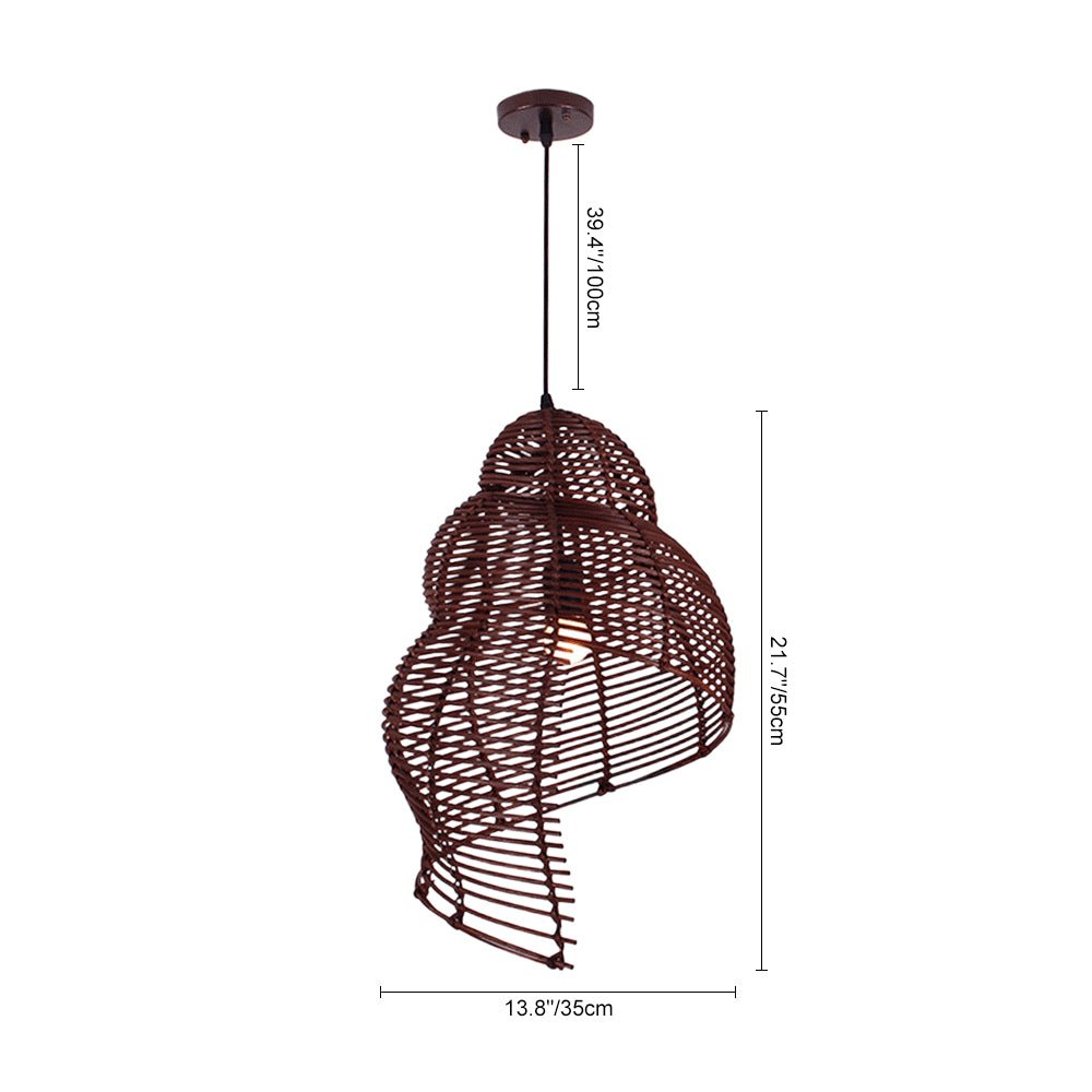 Luz Colgante de Rattan Tejido a Mano en Forma de Caracol con 1 Luz