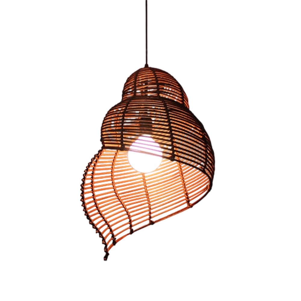 Luz Colgante de Rattan Tejido a Mano en Forma de Caracol con 1 Luz