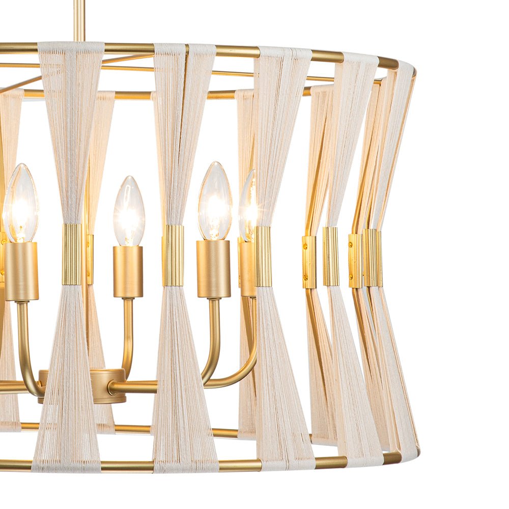 Candelabro Tejido en Forma de Reloj de Arena Boho Marfil con 6 Luces