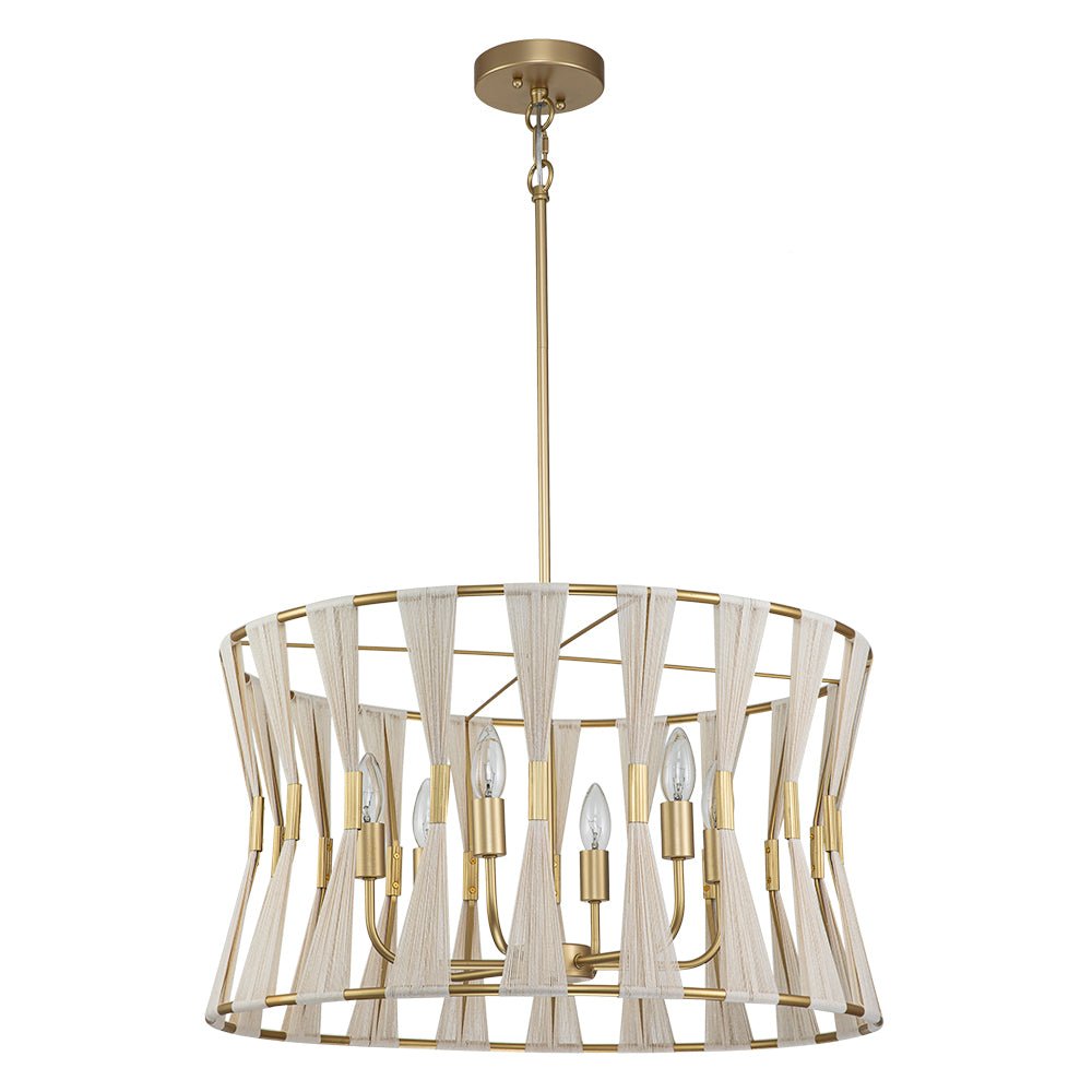 Candelabro Tejido en Forma de Reloj de Arena Boho Marfil con 6 Luces