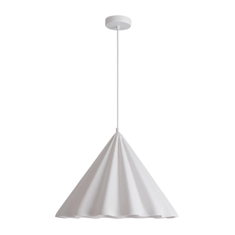 Luz colgante contemporánea de cono de fieltro con borde ondulado de 1 luz