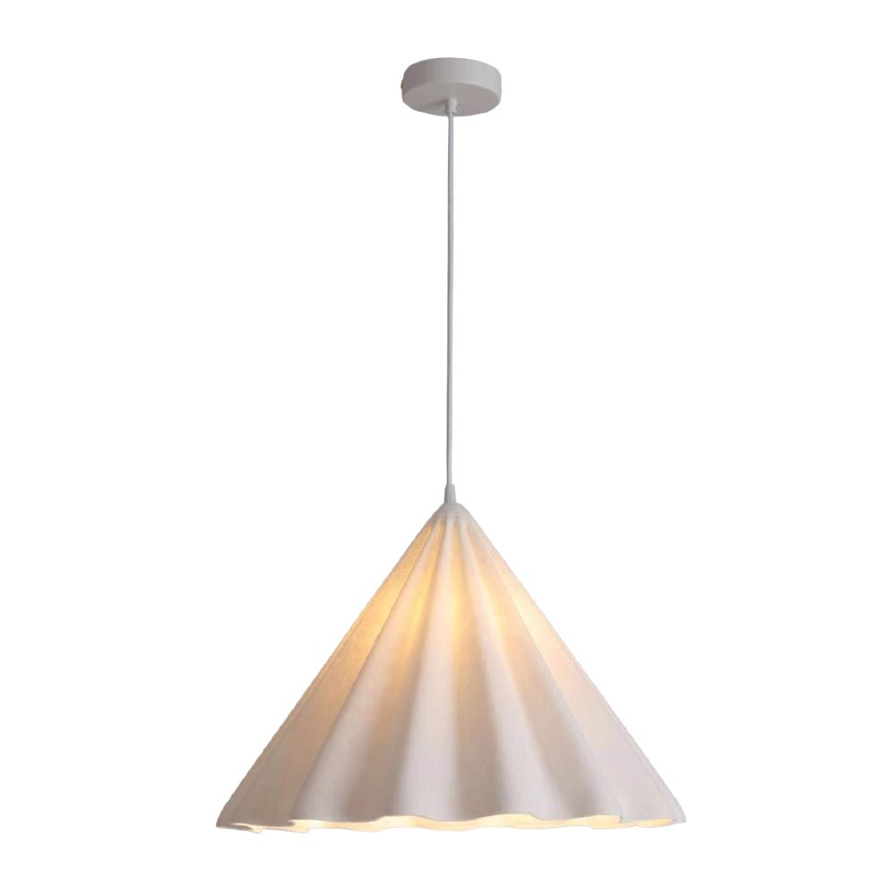Luz colgante contemporánea de cono de fieltro con borde ondulado de 1 luz
