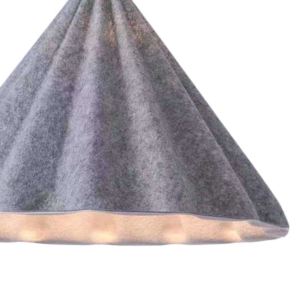 Luz colgante contemporánea de cono de fieltro con borde ondulado de 1 luz