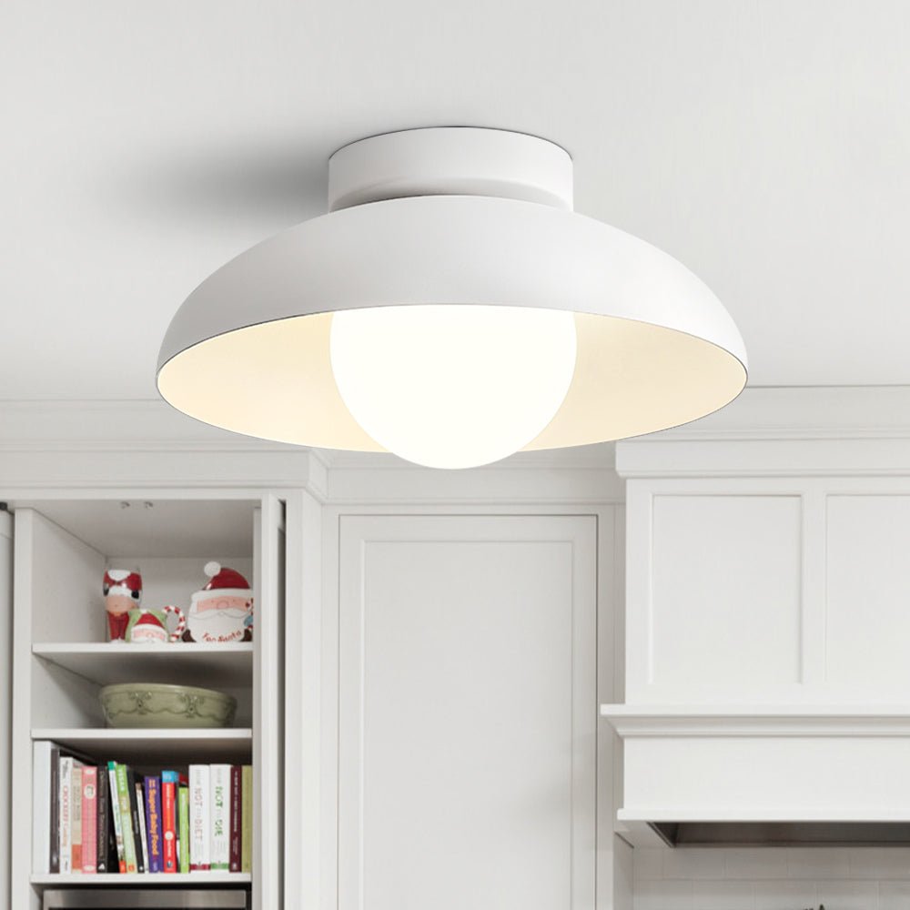 Luz de Techo Semi-Flush de Metal Contemporáneo de 1 Luz con Cúpula de Vidrio