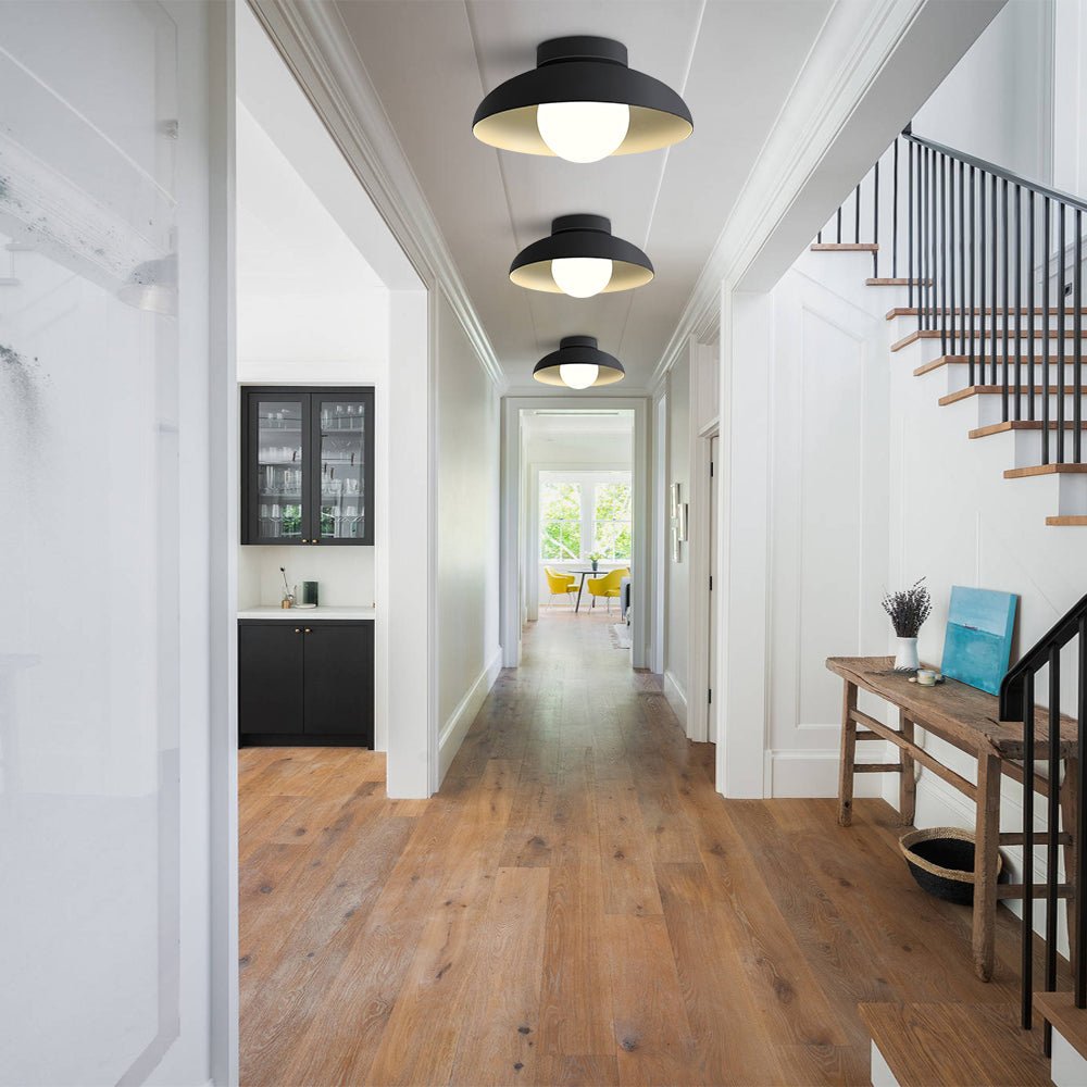 Luz de Techo Semi-Flush de Metal Contemporáneo de 1 Luz con Cúpula de Vidrio
