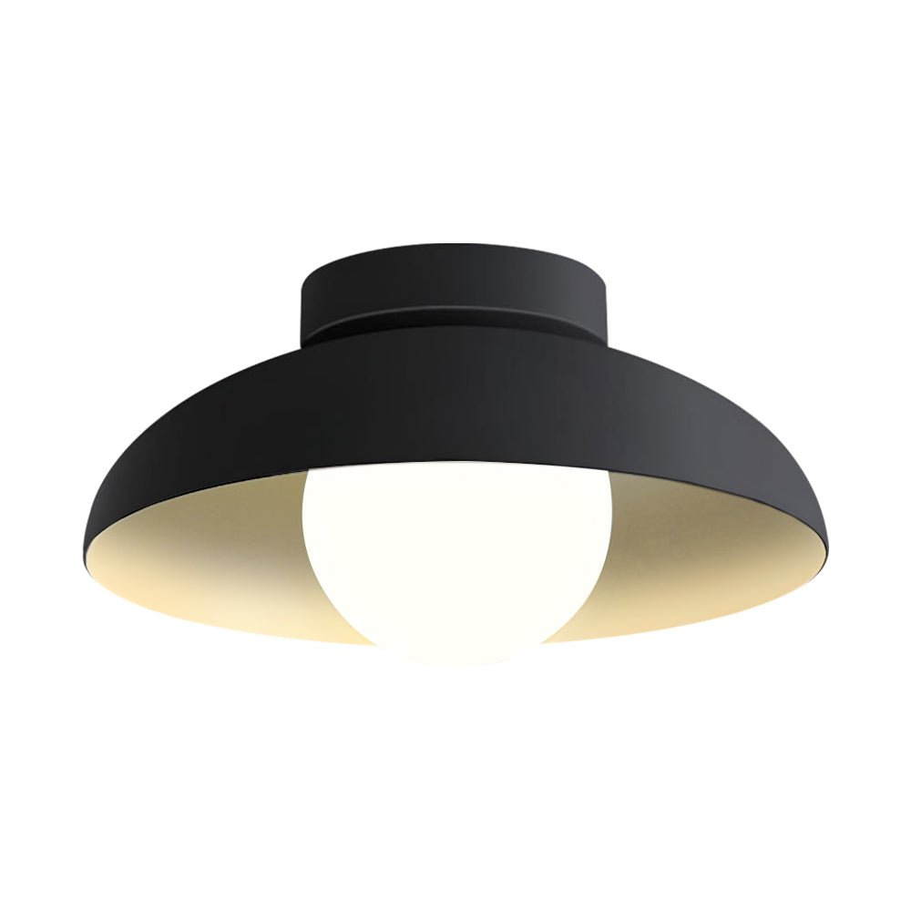 Luz de Techo Semi-Flush de Metal Contemporáneo de 1 Luz con Cúpula de Vidrio