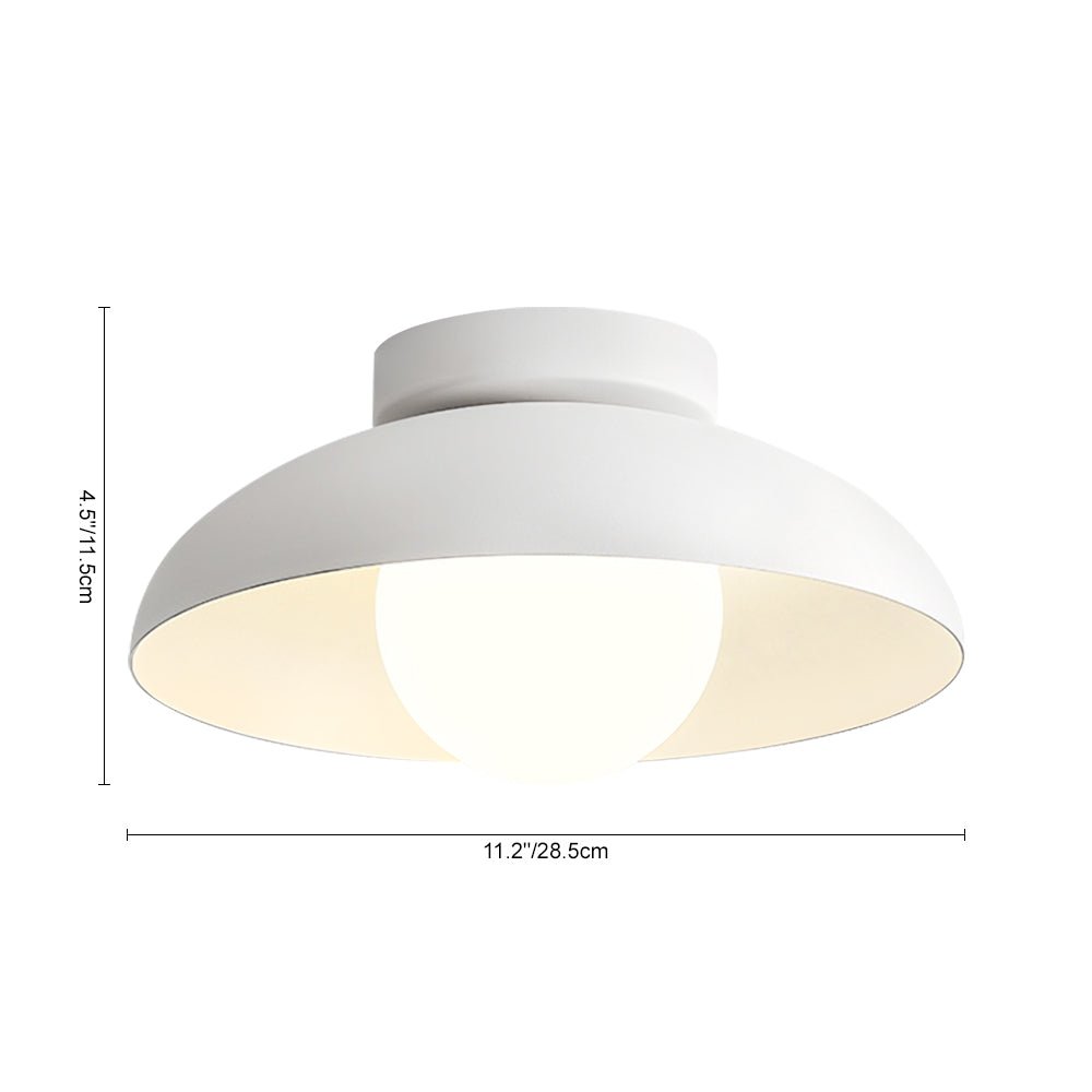 Luz de Techo Semi-Flush de Metal Contemporáneo de 1 Luz con Cúpula de Vidrio