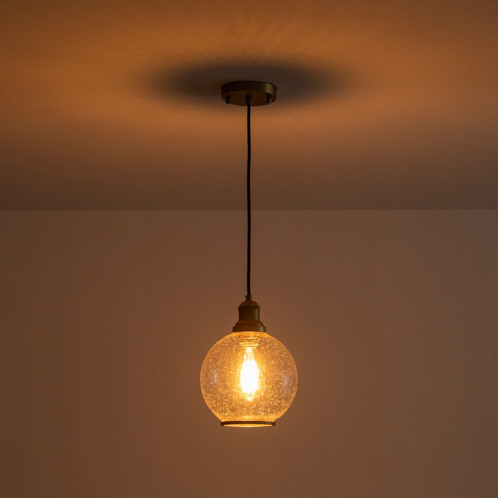 Lámpara Colgante Contemporánea de Vidrio Semilla de 1 Luz para Mesa de Comedor