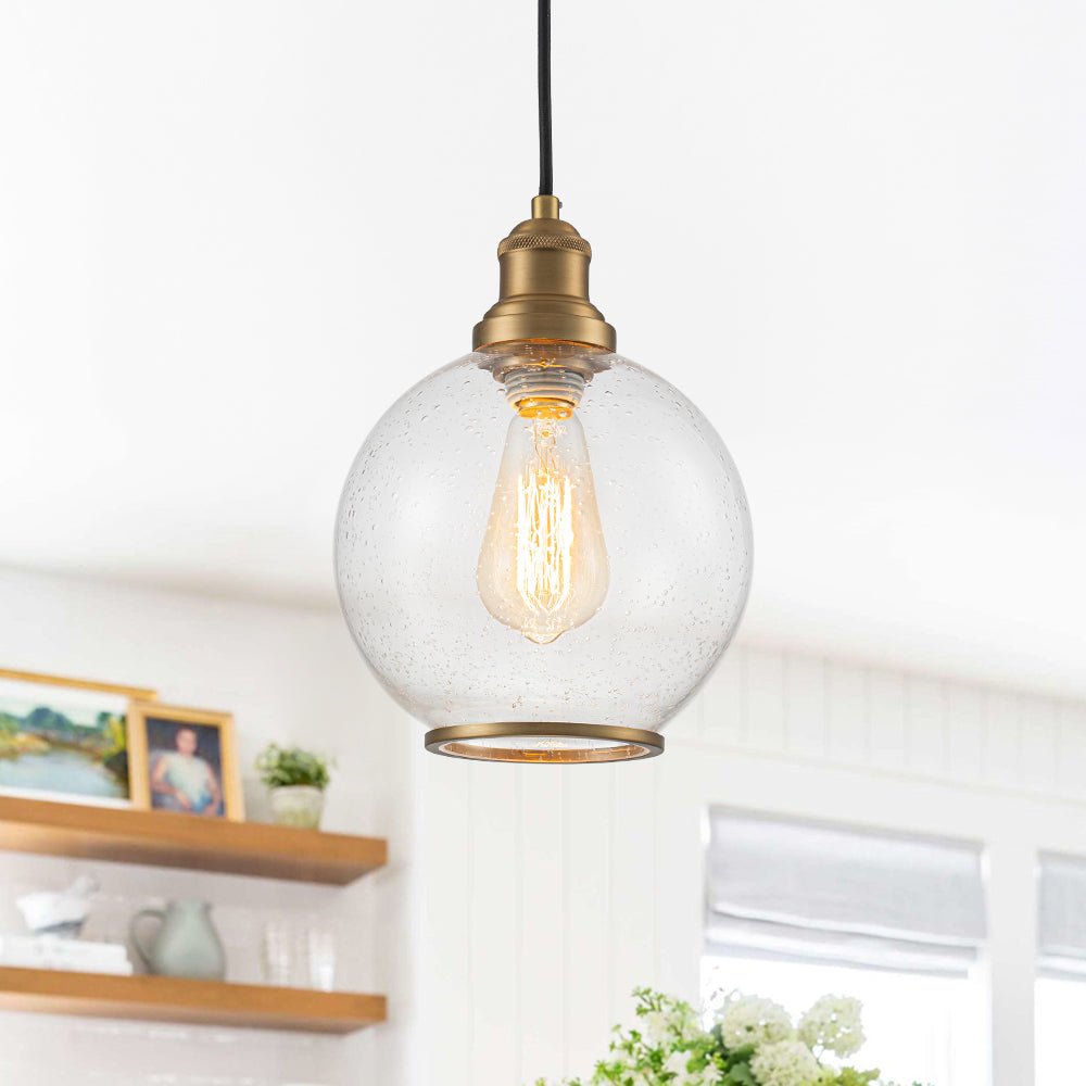 Lámpara Colgante Contemporánea de Vidrio Semilla de 1 Luz para Mesa de Comedor