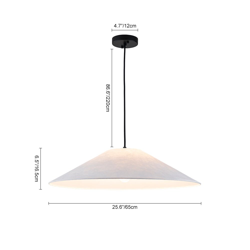 Lámpara colgante contemporánea de cono de papel blanco de 1 luz