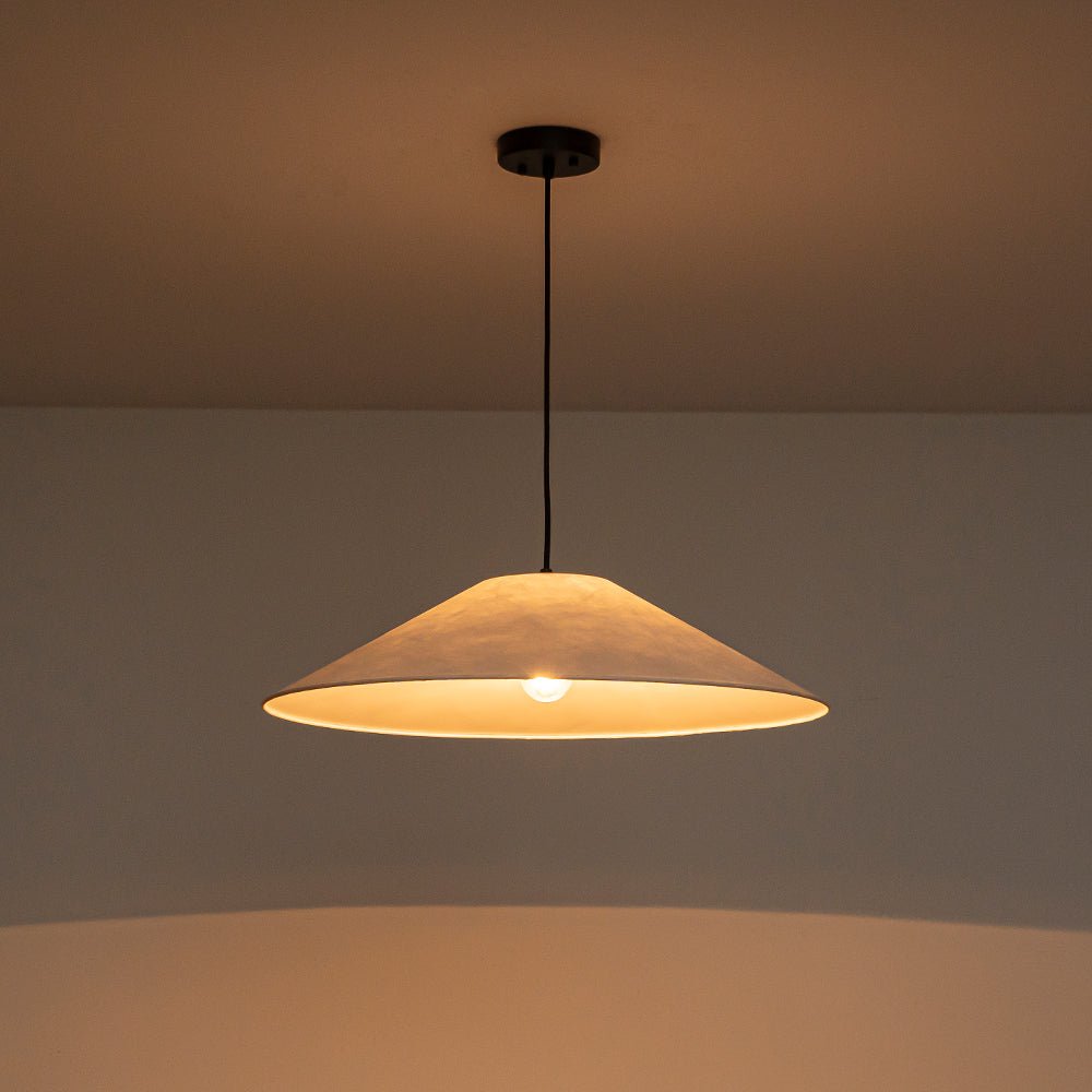 Lámpara colgante contemporánea de cono de papel blanco de 1 luz