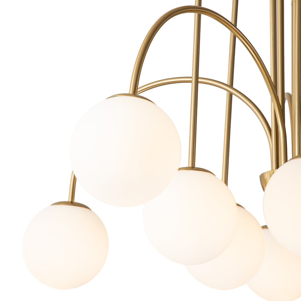 Lámpara de Araña de Burbuja de Vidrio con 10 Luces y Brazo Curvado Contemporáneo