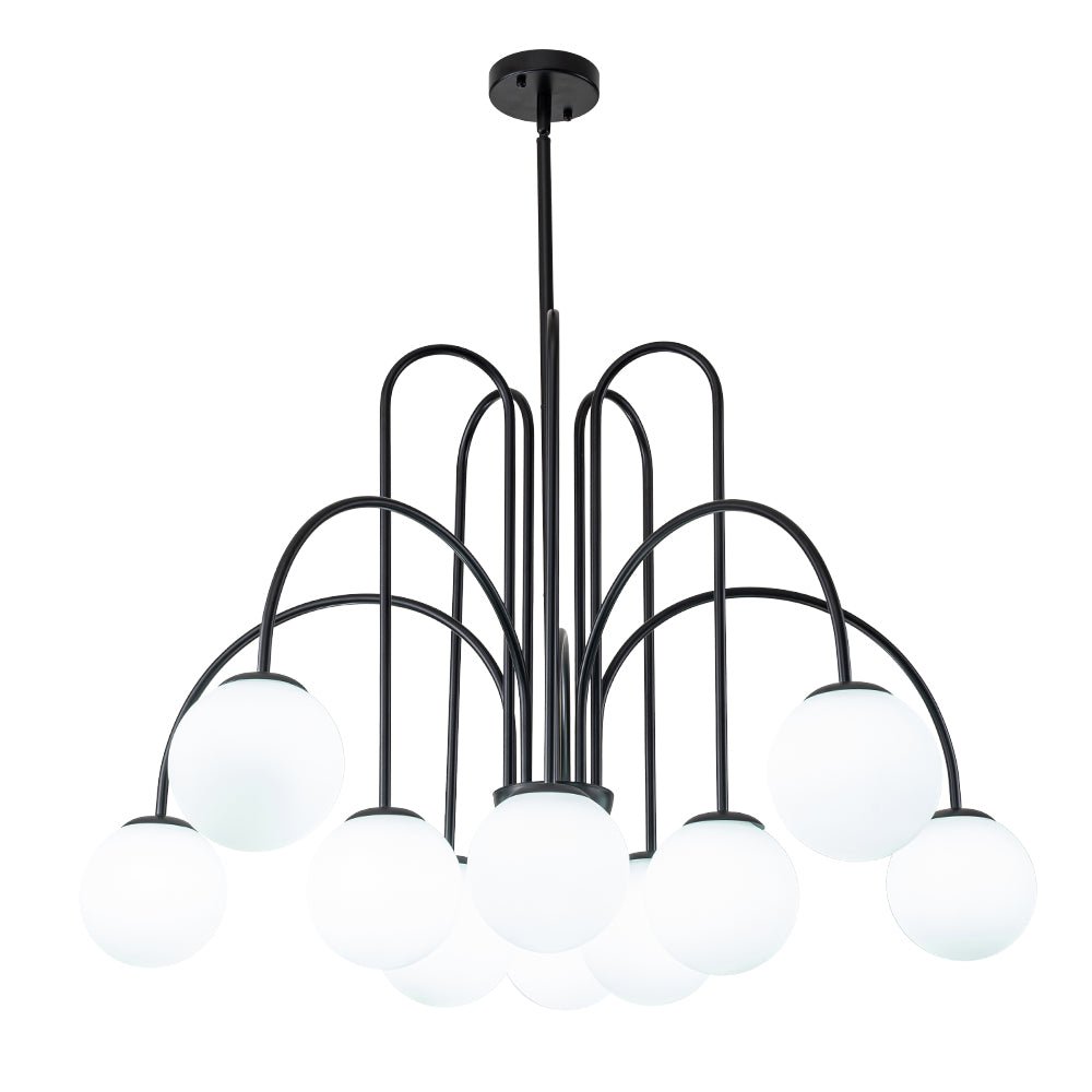 Lámpara de Araña de Burbuja de Vidrio con 10 Luces y Brazo Curvado Contemporáneo