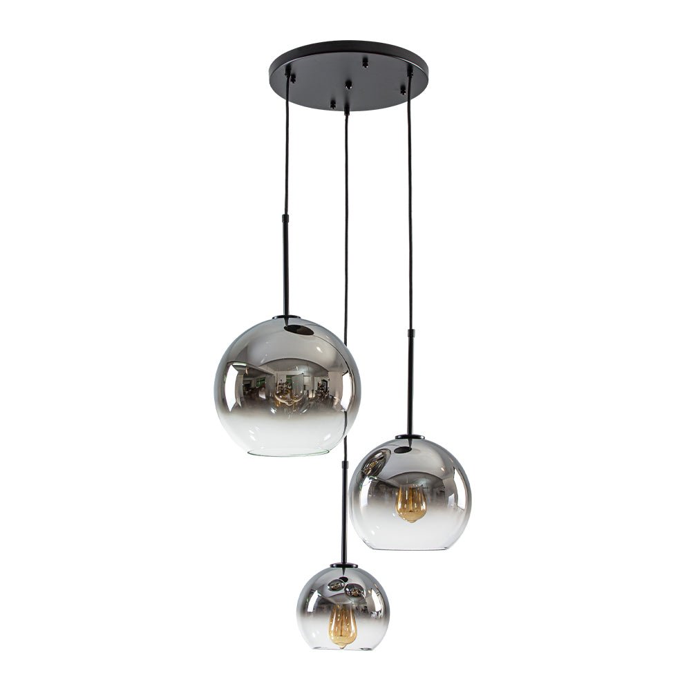 Lámpara Colgante Esférica de Vidrio Gradiente Escultórica de 3 Luces Contemporánea