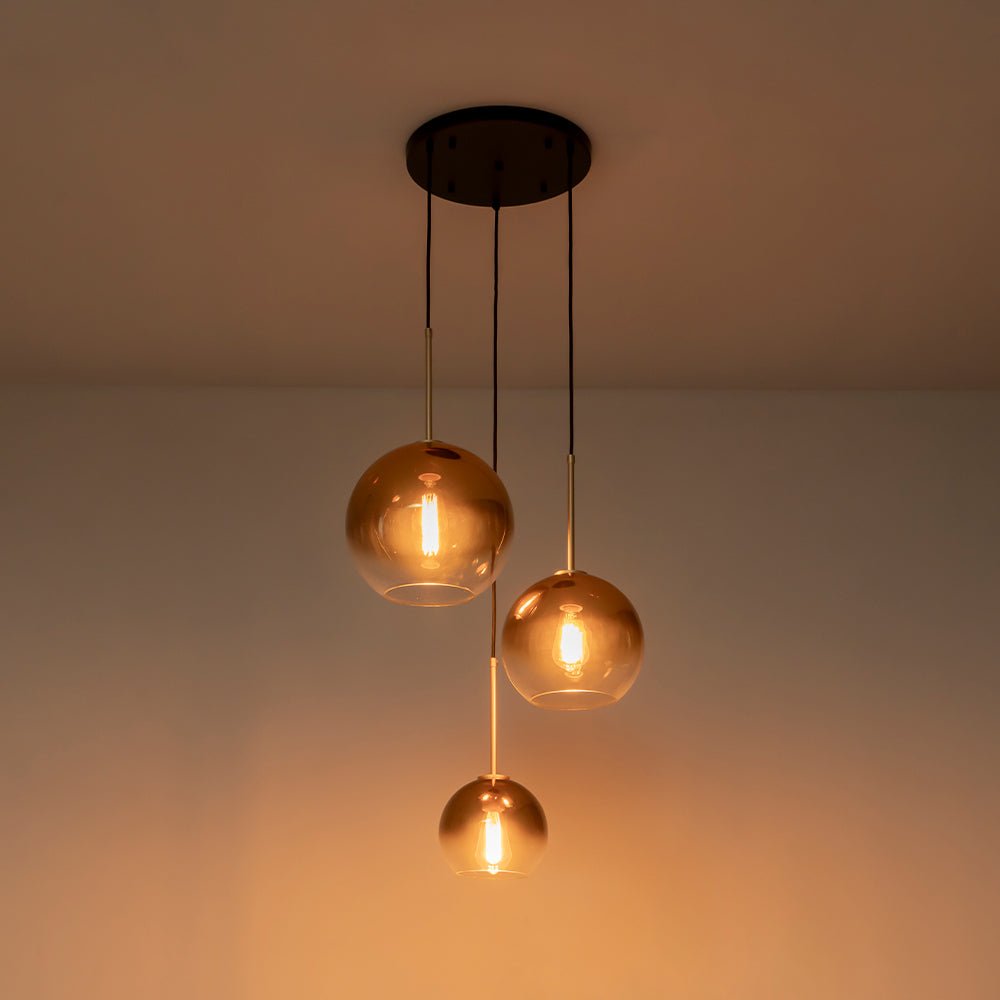 Lámpara Colgante Esférica de Vidrio Gradiente Escultórica de 3 Luces Contemporánea