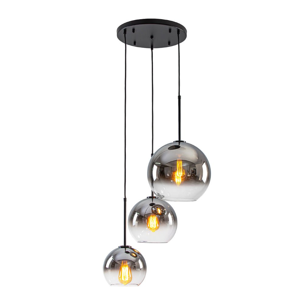 Lámpara Colgante Esférica de Vidrio Gradiente Escultórica de 3 Luces Contemporánea