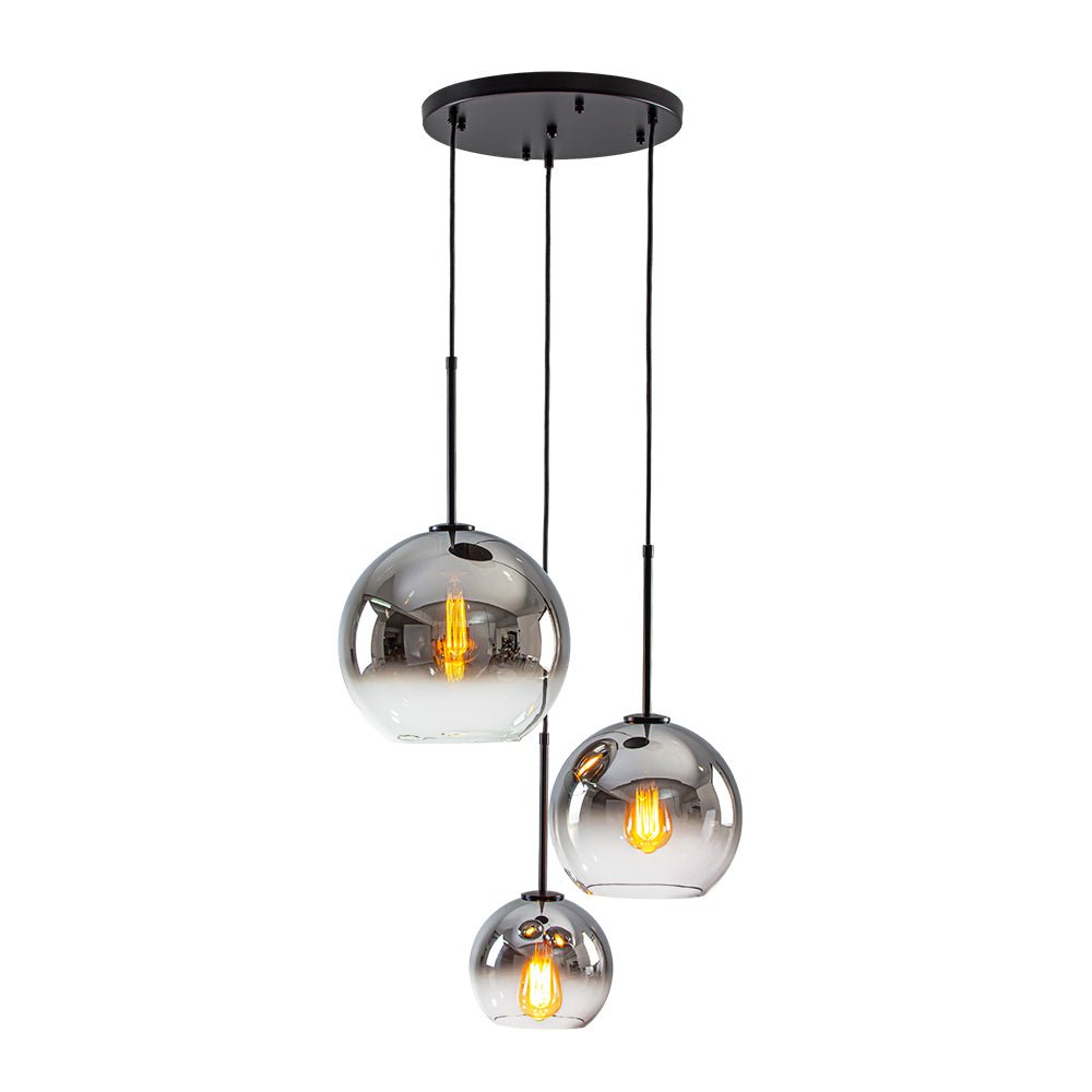 Lámpara Colgante Esférica de Vidrio Gradiente Escultórica de 3 Luces Contemporánea