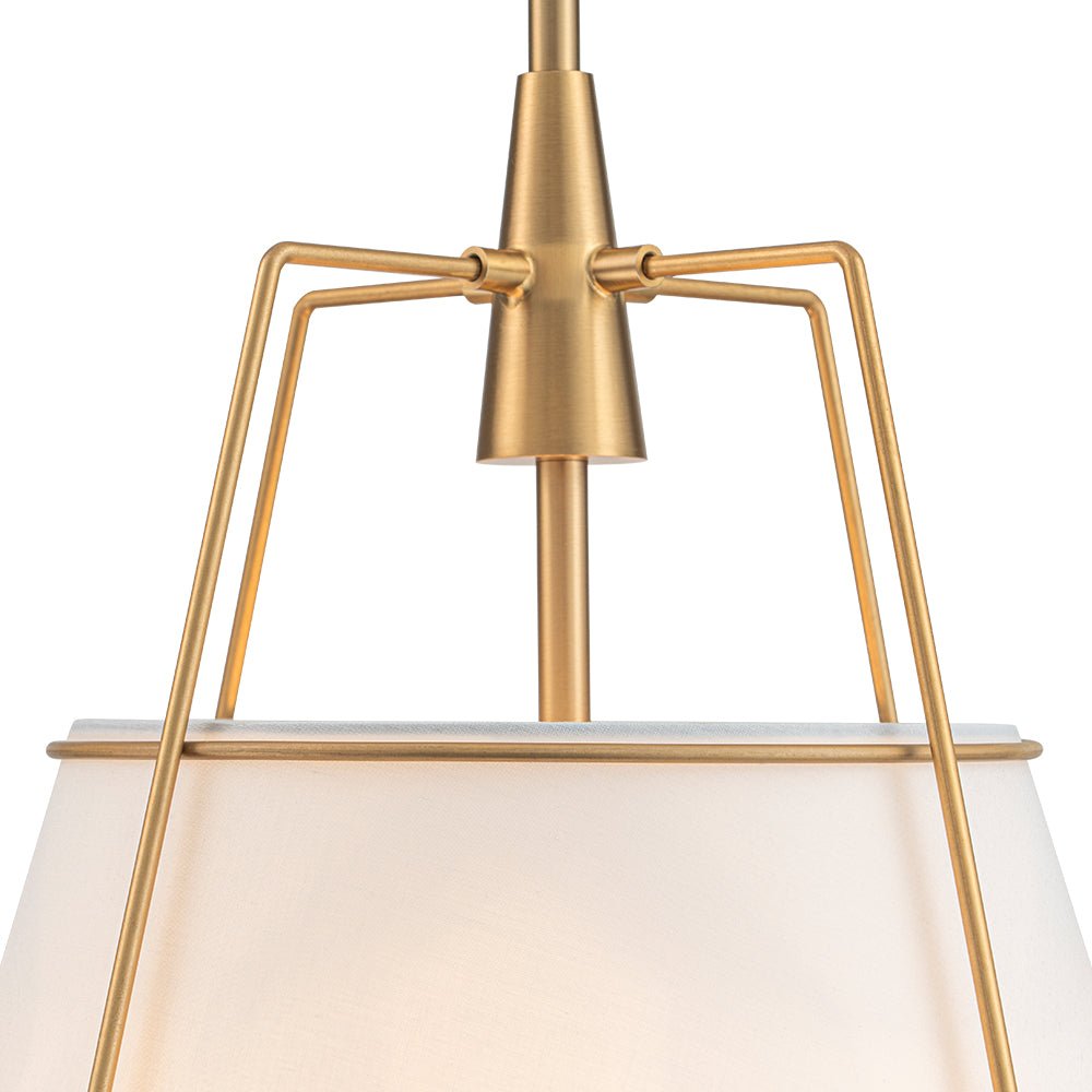 Luz colgante cónica de lino contemporánea de 4 luces