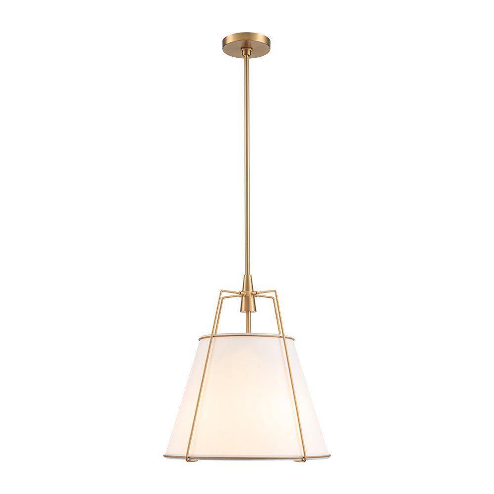 Luz colgante cónica de lino contemporánea de 4 luces
