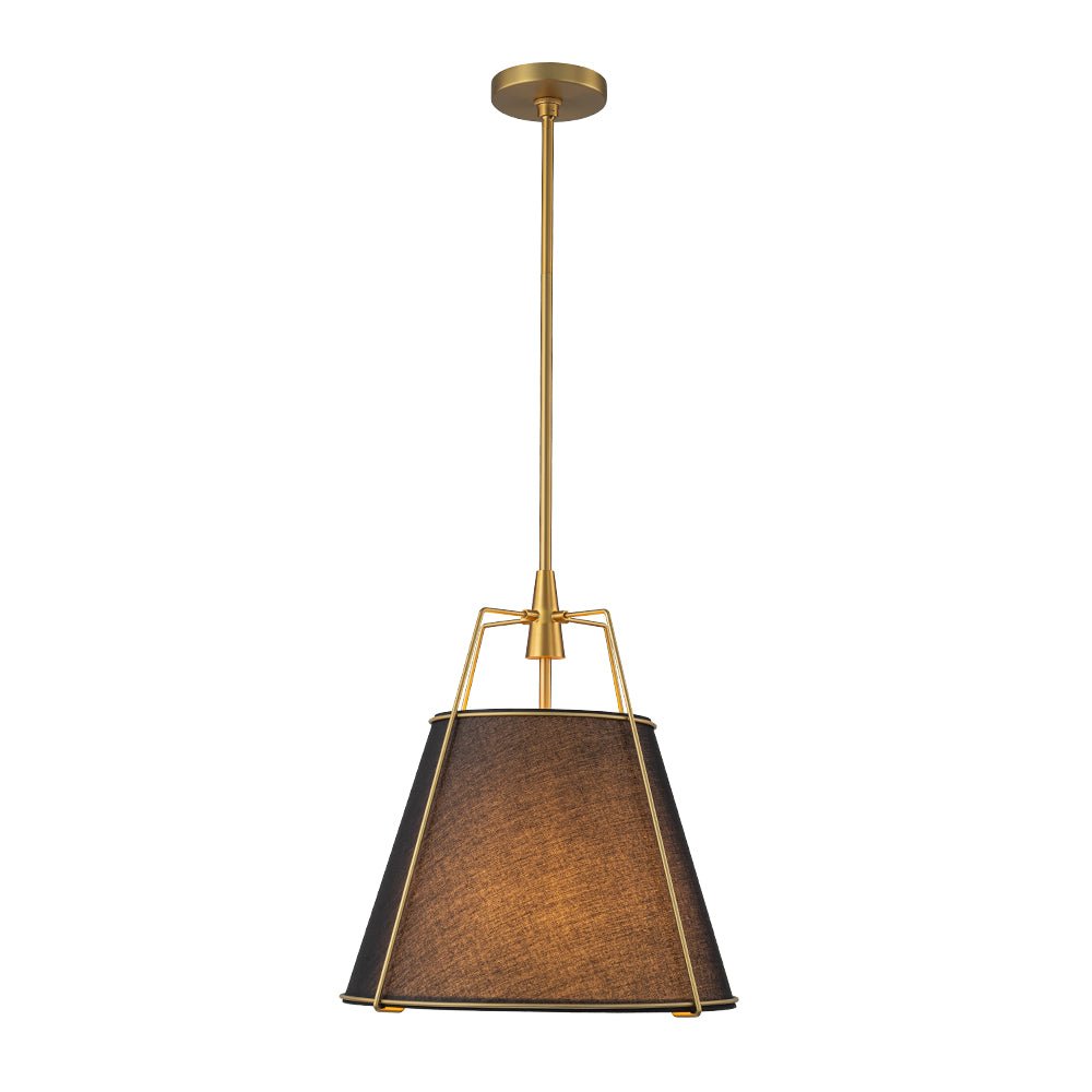 Luz colgante cónica de lino contemporánea de 4 luces