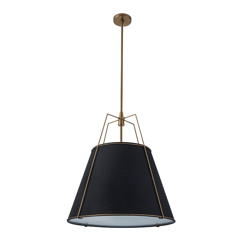 Luz colgante cónica de lino contemporánea de 4 luces