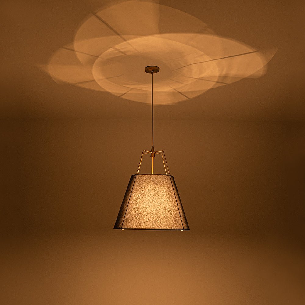 Luz colgante cónica de lino contemporánea de 4 luces